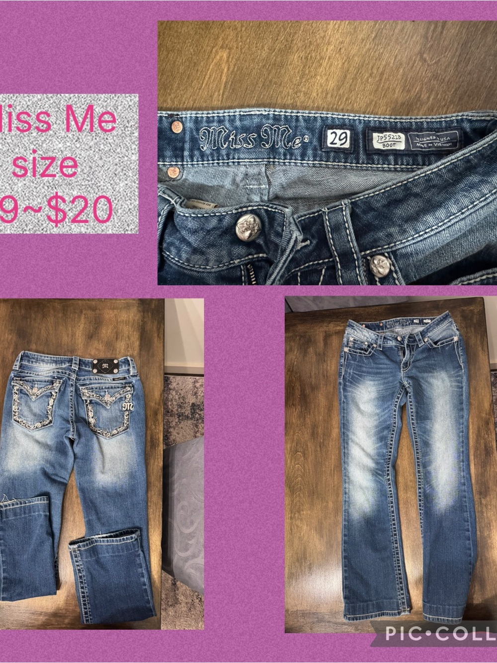Miss Me Distressed Blue Bootcut Jeans with Embroidered Back Pockets